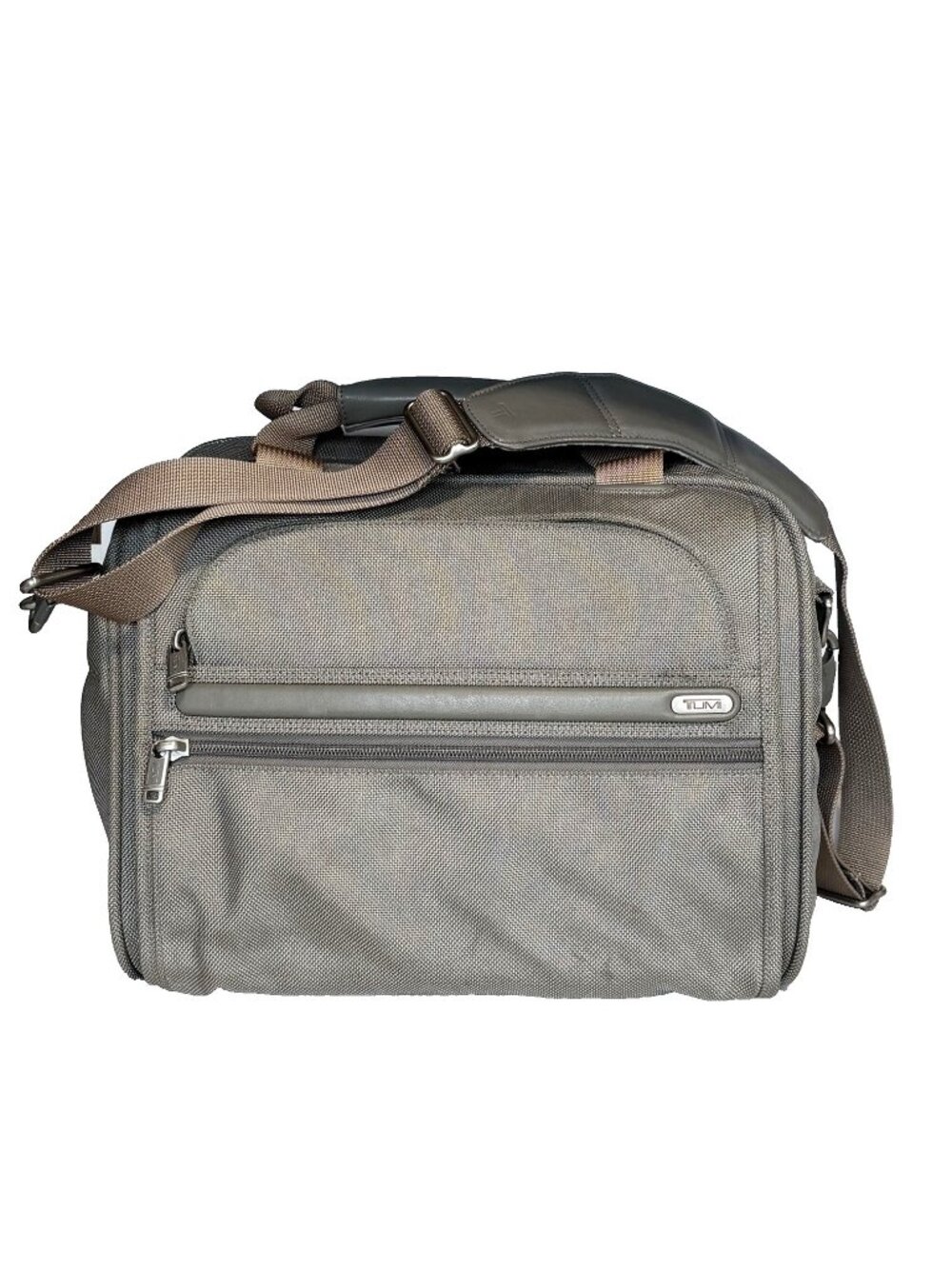 TUMI 22155S4 Boston Duffel Shoulder Bag 2WAY Canvas Leather Light Greenish Gray